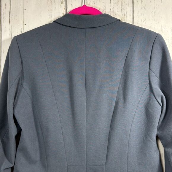H&M Womens Gray Pleated 2 Button Career Office Blazer Jacket - Picture 14 of 15